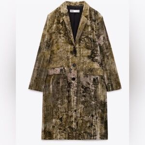 Zara Velvet Coat NWOT Earth Tones